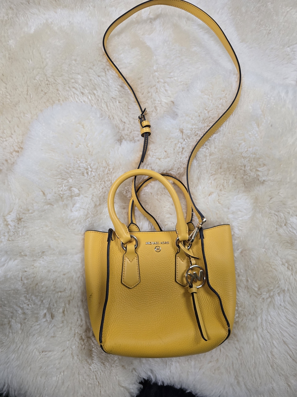 Michael Kors Yellow Pebbled Leather Mini Satchel